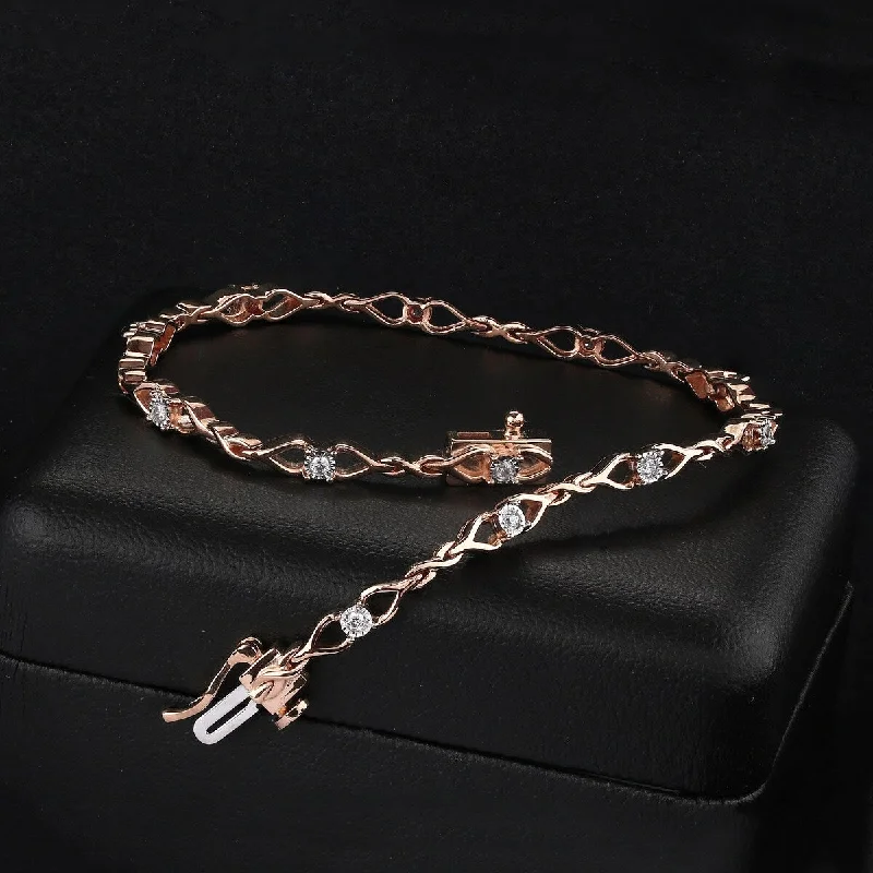 bold statement bracelet for women -1/4ct TDW Diamond Infinity Link Bracelet in Silver Rhodium by De Couer