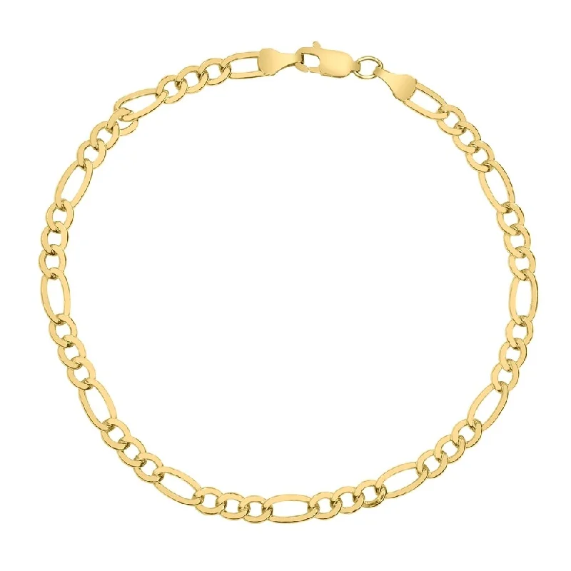 cuff bracelet for women -14K Yellow Gold Filled 4.3MM Figaro Bracelet with Lobster Clasp