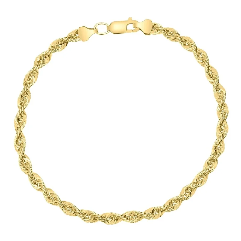 adjustable bracelet for women -14K Yellow Gold Filled 4.5MM Rope Chain Bracelet with Lobster Clasp