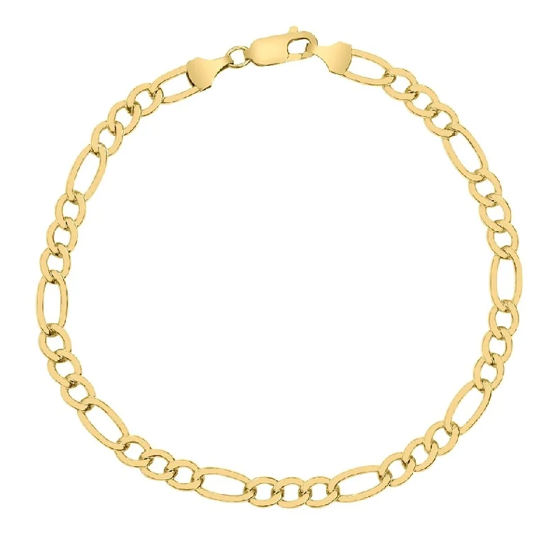 charm bangle bracelet for women -14K Yellow Gold Filled 5.2MM Figaro Bracelet with Lobster Clasp