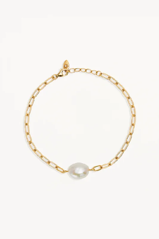 geometric bracelet for women -Breathe Pearl Bracelet 18k Gold Vermeil