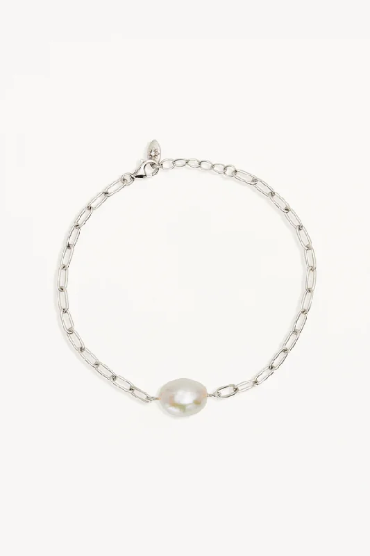 custom handwriting bracelet for gifts -Breathe Pearl Bracelet Sterling Silver