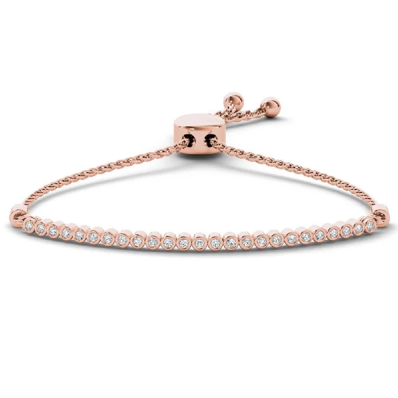 custom photo bracelet for gifts -De Couer 10k Rose Gold 1/10ct TDW Diamond Bolo Bracelet