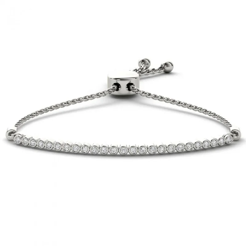 crystal bead bracelet for women -De Couer 10k White Gold 1/10ct TDW Diamond Bolo Bracelet