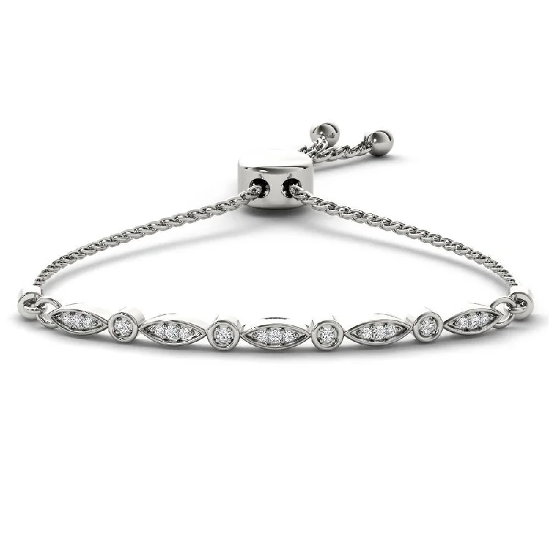 diamond tennis bracelet for women -De Couer 10k White Gold 1/6ct TDW Diamond Bolo Bracelet