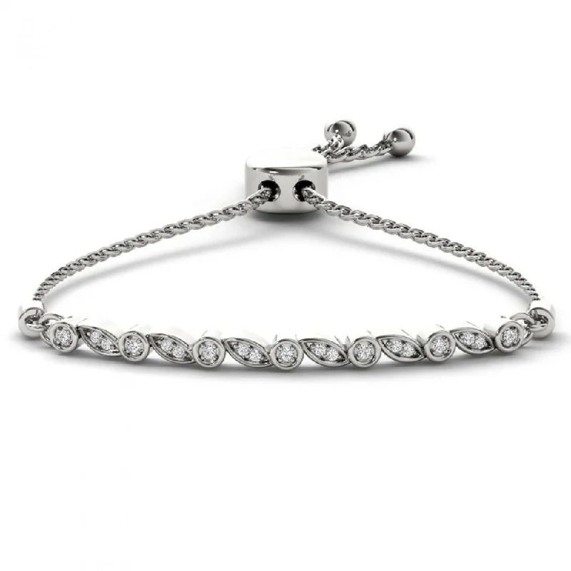 butterfly charm bracelet for girls -De Couer 10k White Gold 1/8ct TDW Diamond Bolo Bracelet