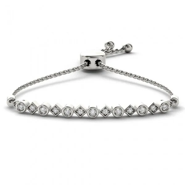 initial bracelet for women -De Couer 10k White Gold 1/8ct TDW Diamond Bolo Bracelet