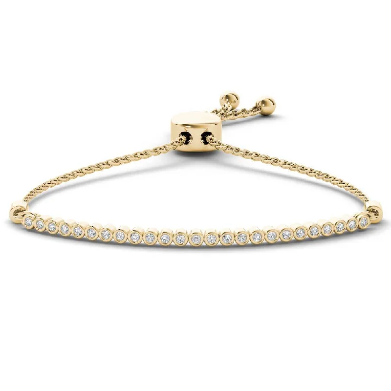 zodiac sign bracelet for women -De Couer 10k Yellow Gold 1/10ct TDW Diamond Bolo Bracelet