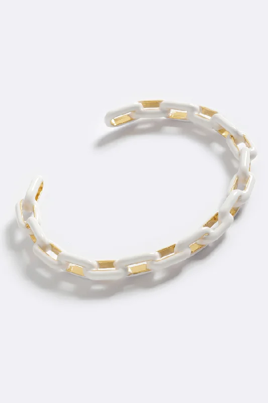 pearl chain bracelet for women -Zip Me Up Cuff White Glo