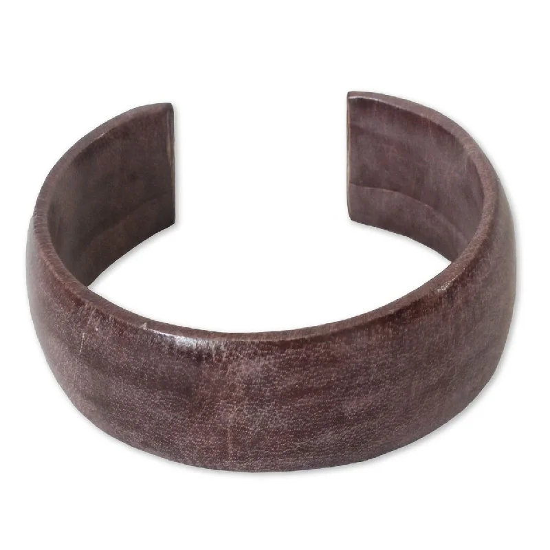 diamond tennis bracelet for women -Handcrafted Leather 'Annula In Plum' Cuff Bracelet (Ghana)