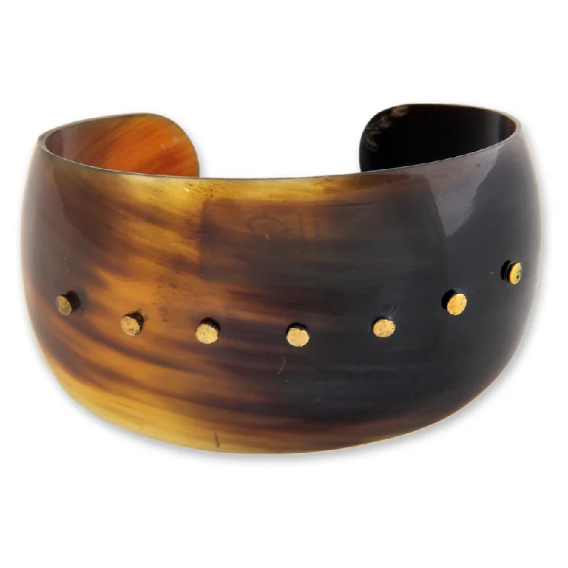 heart charm bracelet for women -Handmade Cow Horn 'Evening Horizon' Cuff Bracelet (Indonesia)