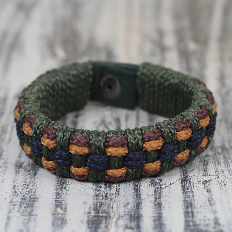 layered bracelet set for women -Handmade Men's Recycled 'Green Ananse Web' Bracelet (Ghana)