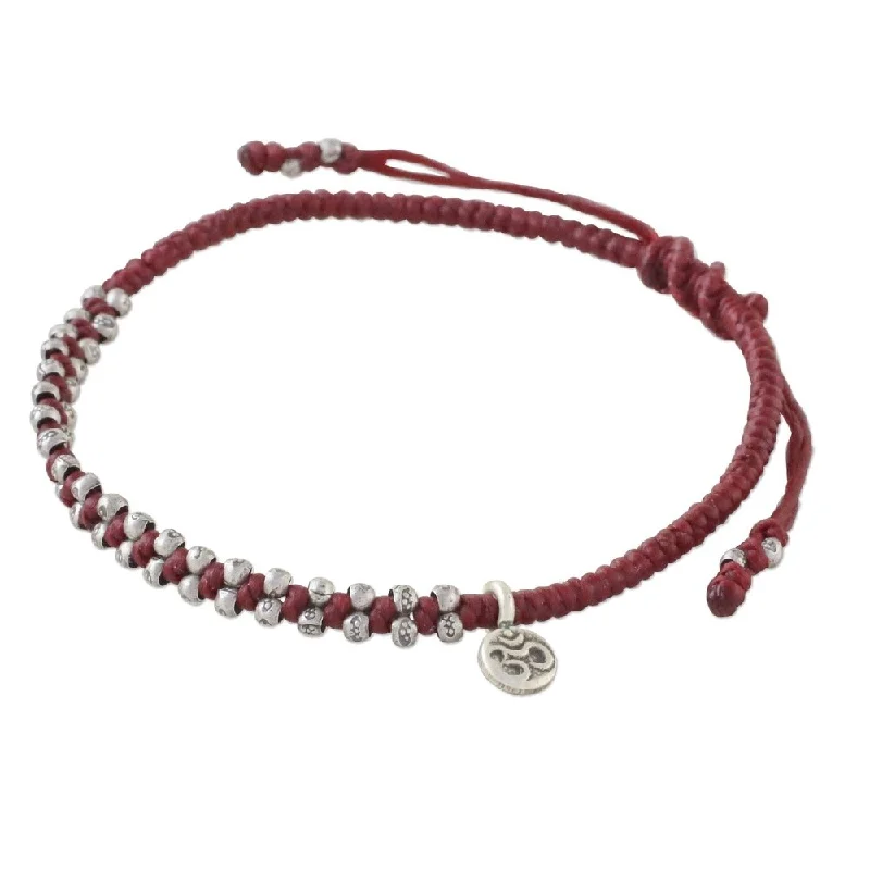 men’s beaded bracelet -Handmade Silver Bohemian Life in Crimson Bracelet (Thailand) - Red