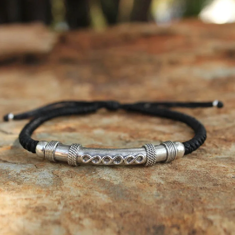 men’s leather bracelet -Handmade Sterling Silver 'Infinite Legend' Bracelet (Thailand)