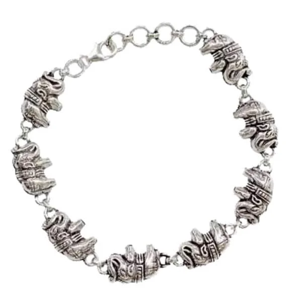 statement bracelet for special occasions -Handmade Sterling Silver 'Lucky Elephants' Link Bracelet (India)