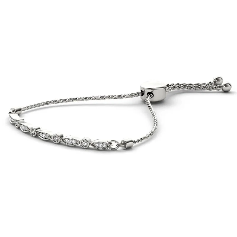 diamond tennis bracelet for women -IGI Certified S925 Sterling Silver 1/6 ct TDW Diamond Adjustable Bracelet - Bolo Bracelet