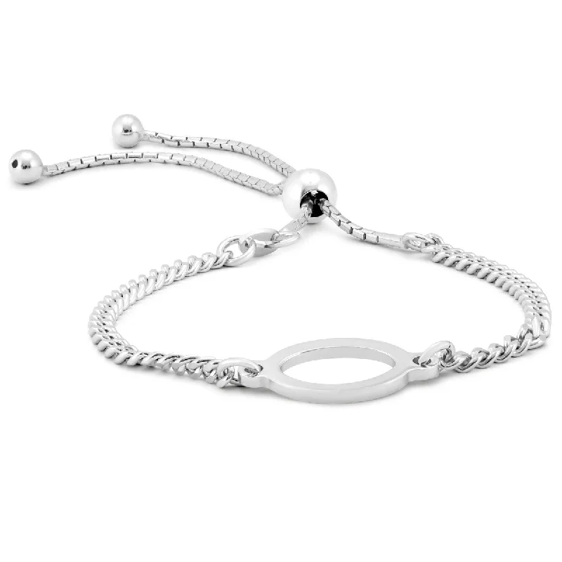 silver chain bracelet for men -Infinity Oval Loop Bolo Bracelet in .925 Sterling Silver - charm