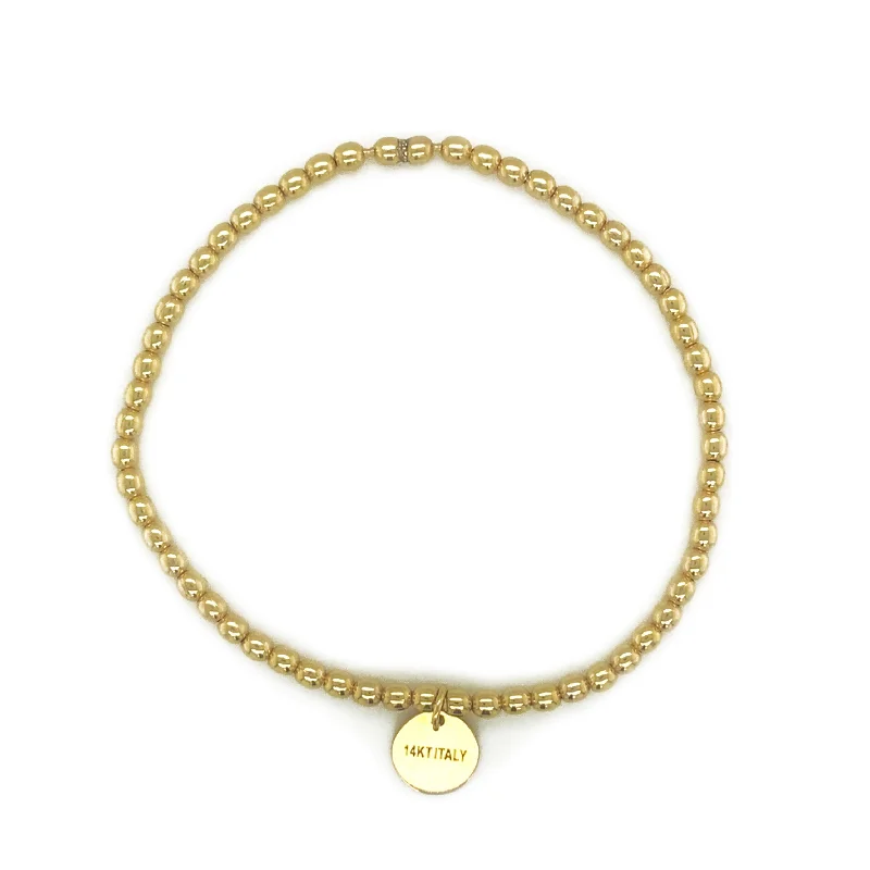 butterfly bead bracelet for girls -Joelle Beaded Bracelet 18k Gold Stretch 2mm