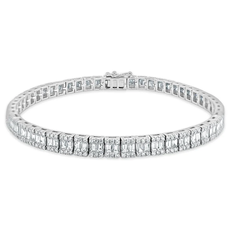 bold geometric bracelet for women -Joelle Diamond Baguette & Round Cut Bracelet 14K Gold 4.40 Cttw ~ s Diamond Bracelet