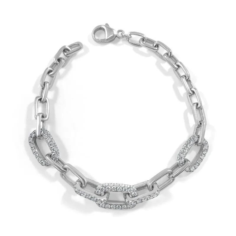 infinity symbol bracelet for couples -Joelle Diamond Link Bracelet 14K White Gold 4 CT TDW