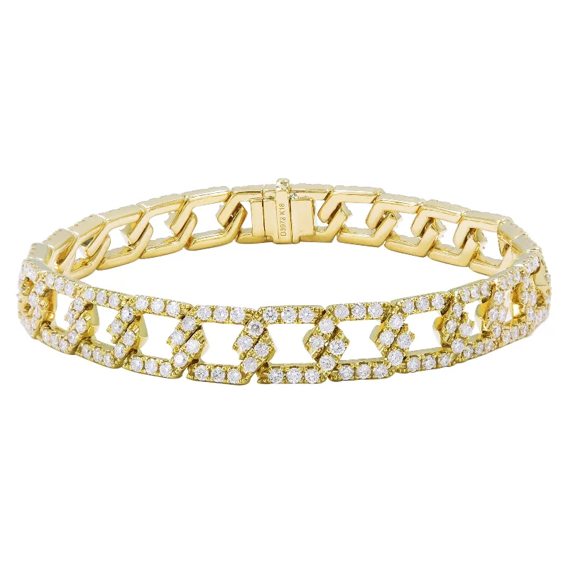 personalized name bracelet for women -Joelle Diamond Link Bracelet 3.97 Cttw. 18K Yellow Gold