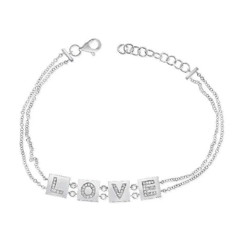 zodiac charm bracelet for women -Joelle Diamond LOVE Bracelet 14K White Gold 1/10 ct TDW