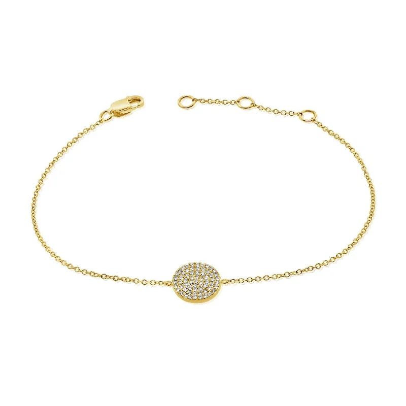 personalized letter bracelet for women -Joelle Diamond Pave Circle Disc Bracelet 1/5 ct. t.w. 14K Gold