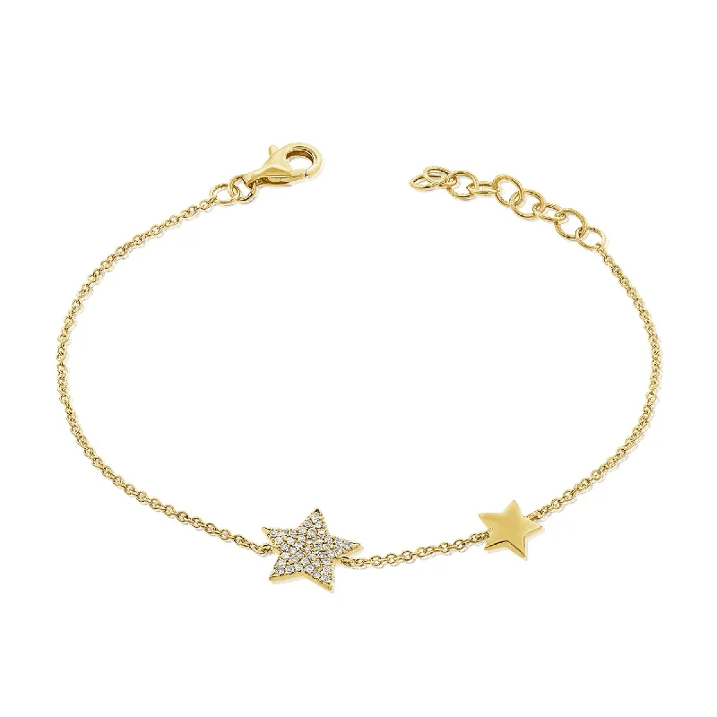 personalized birthstone bracelet for moms -Joelle Diamond Star Chain Bracelet 14K Gold