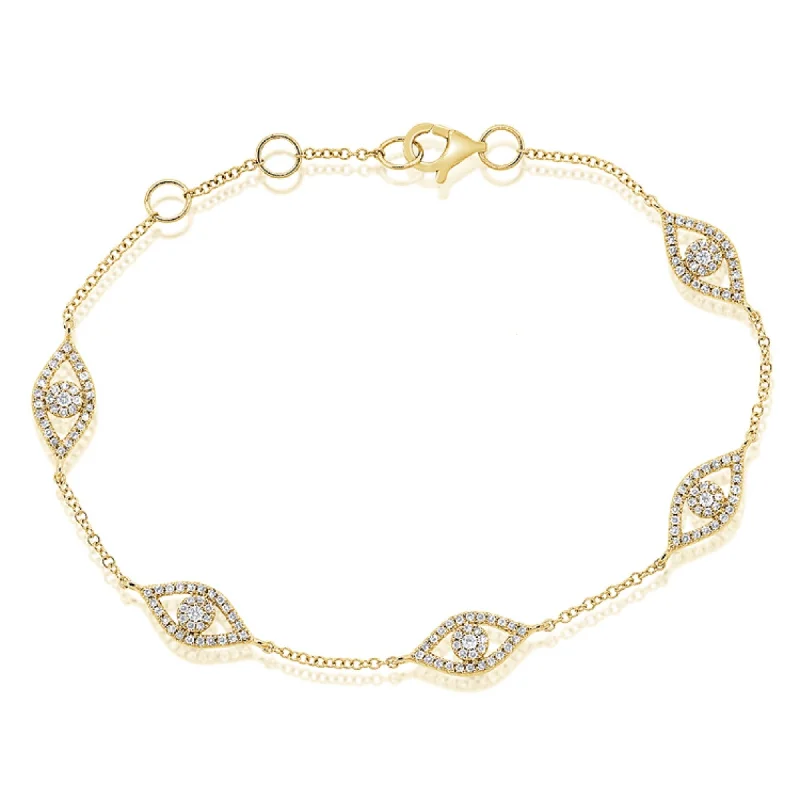 pearl bracelet for brides -Joelle Evil Eye Diamond Bracelet 14K Yellow Gold