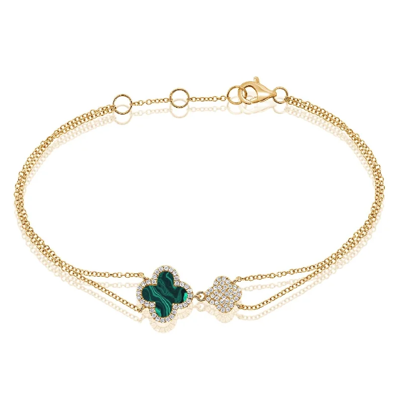 butterfly bracelet for girls -Joelle Flower Bracelet Malachite & Diamond 14K Yellow Gold