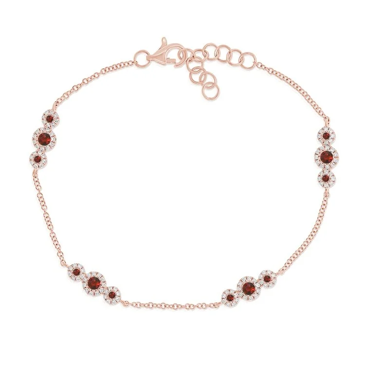 luxury pearl charm bracelet for women -Joelle Ruby & Diamond Station Bracelet 14K Rose Gold