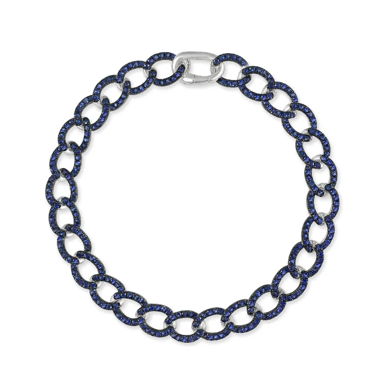 dainty bracelet for layering -Joelle Sapphire Link Bracelet 14K White Gold 3.27 CT TGW