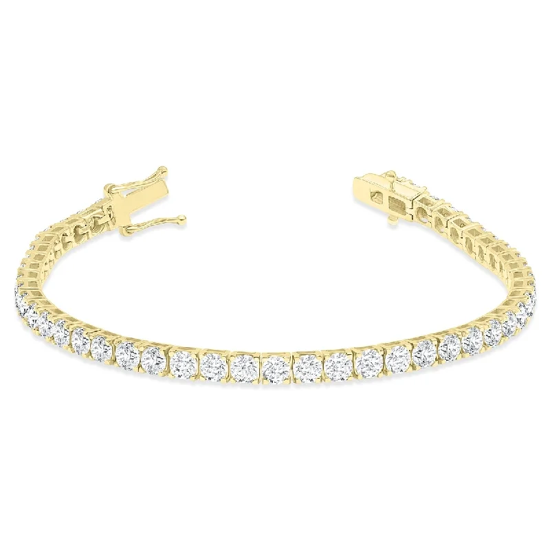 pearl chain bracelet for women -Marquee 10 Carat TW Diamond Tennis Bracelet in 14K Yellow Gold