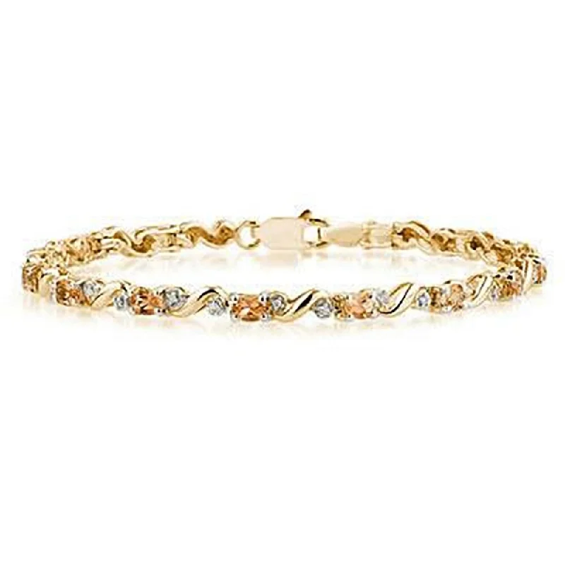 minimalist charm bracelet for women -Marquee 10k Yellow Gold Diamond and Citrine Bracelet