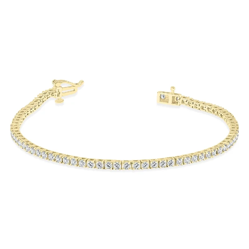 birthstone bracelet for moms -Marquee 3 Carat TW Diamond Tennis Bracelet in 14K Yellow Gold