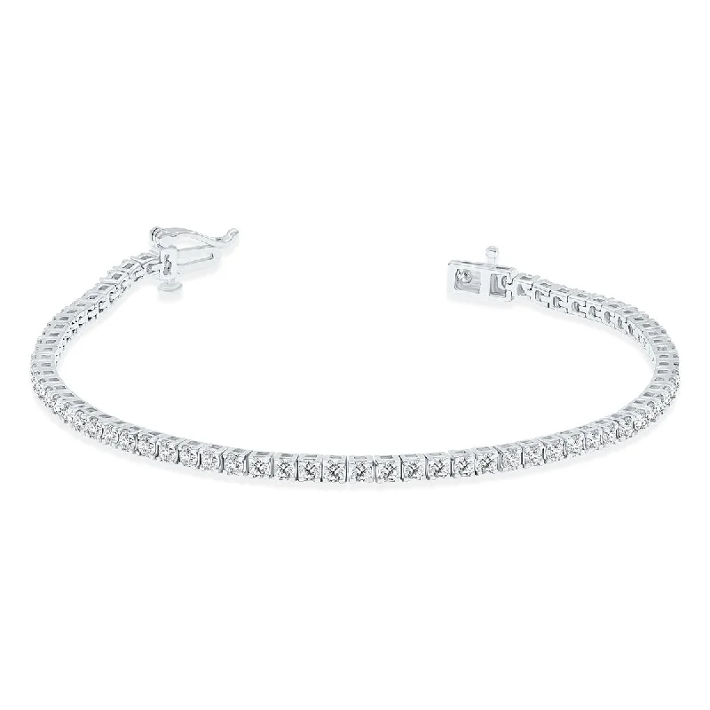 custom name charm bracelet for women -Marquee 4 Carat TW Diamond Tennis Bracelet in 14K White Gold