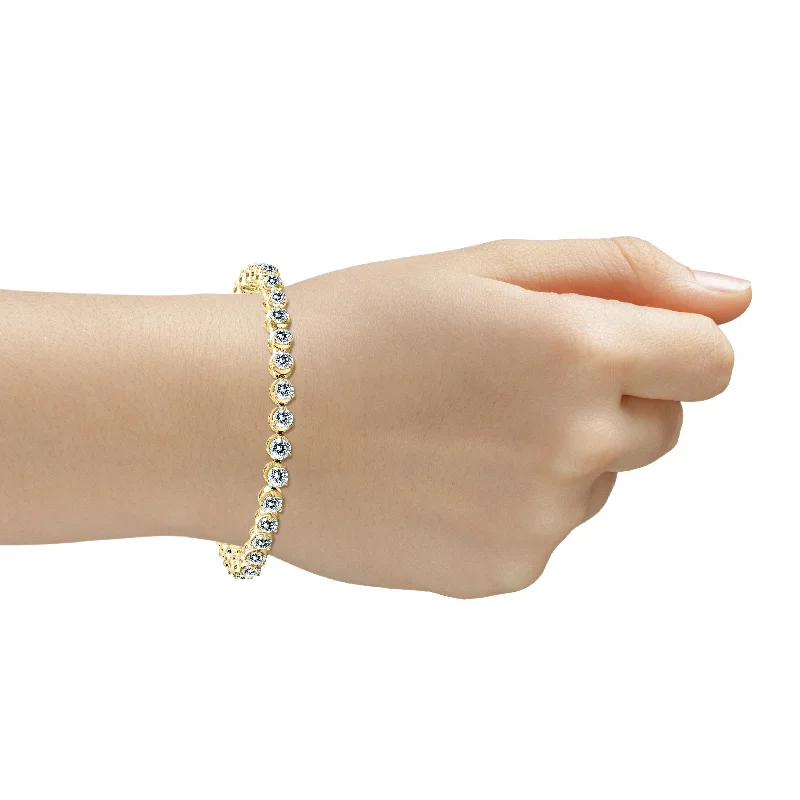 snowflake bracelet for winter -Marquee 7 Carat TW Classic Diamond Tennis Bracelet in 14K Yellow Gold