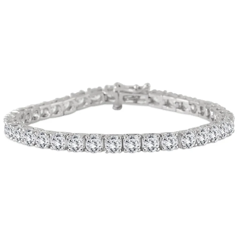 pearl charm bracelet for brides -Marquee Certified 11 Carat TW Classic Diamond Tennis Bracelet in 14K White Gold