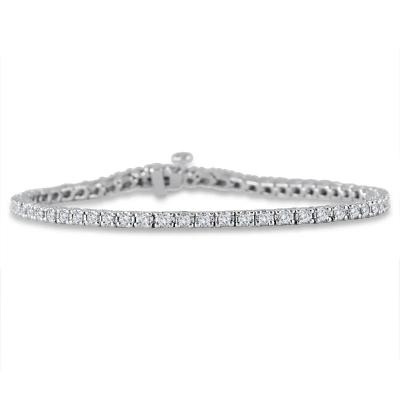 gold bracelet for women -Marquee Certified 2 Carat TW Classic Diamond Tennis Bracelet in 10K White Gold