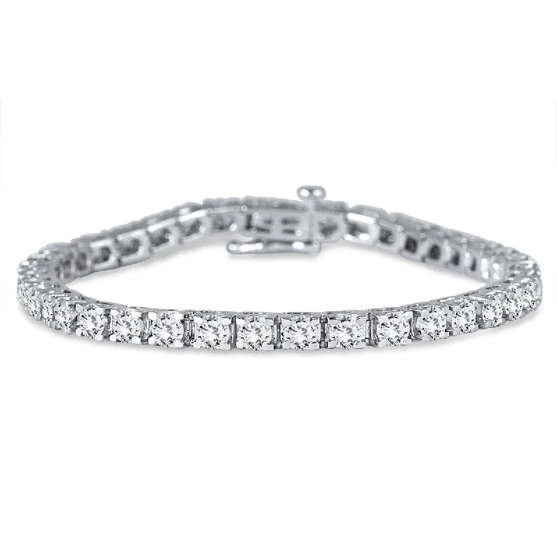 beaded bracelet for women -Marquee Certified 7 Carat TW Diamond Tennis Bracelet in 14K White Gold