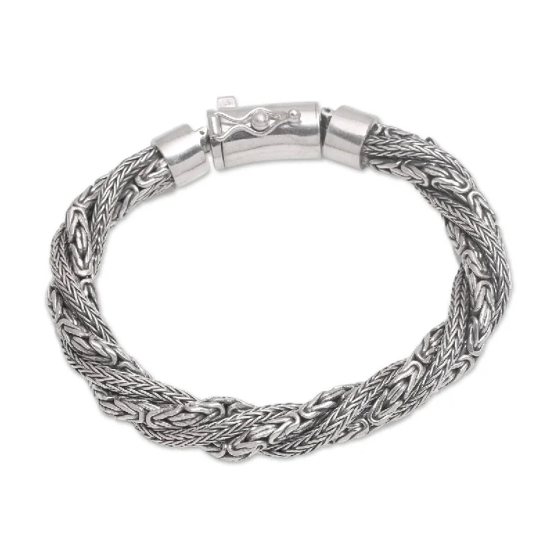 custom engraved bracelet for gifts -NOVICA Basuki Dragon, Sterling silver chain bracelet