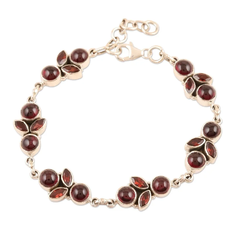 statement bracelet for special occasions -NOVICA Cherries in the Snow, Natural garnet link bracelet