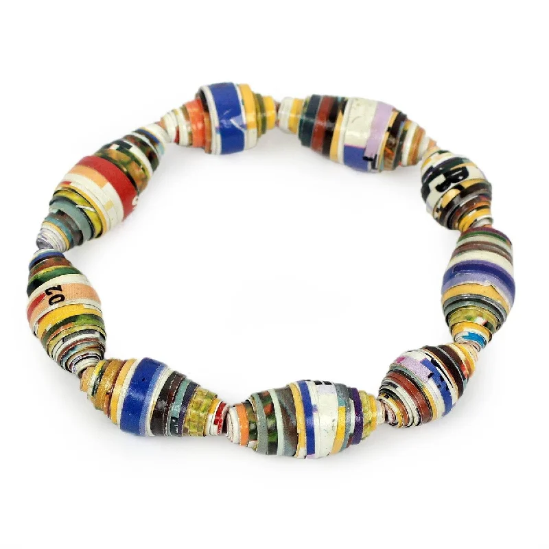 graduation bracelet for girls -NOVICA Storyteller, Recycled paper stretch bracelet