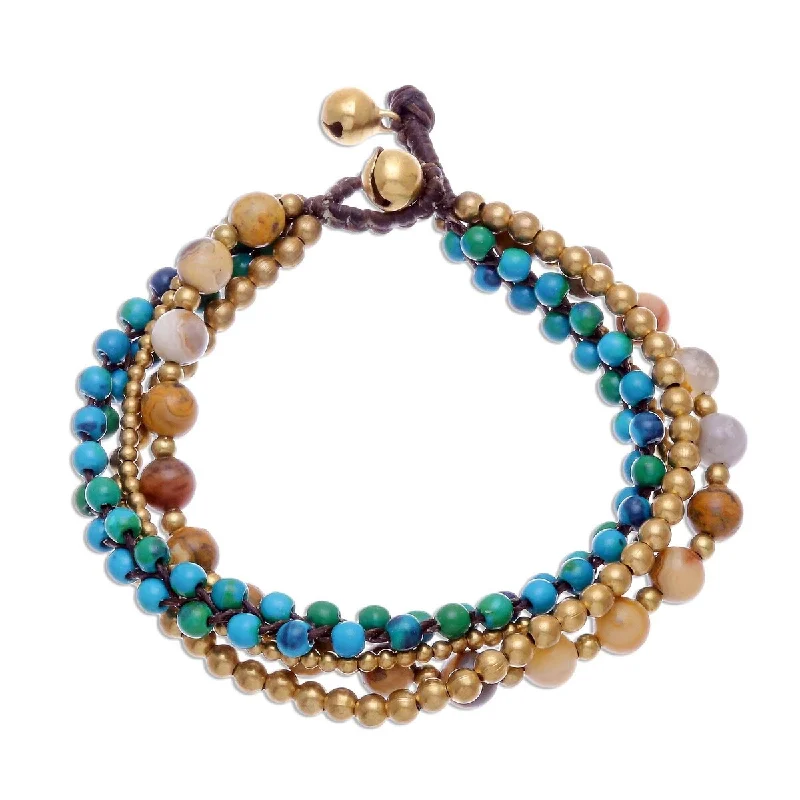 pearl bracelet for brides -NOVICA Wonderful Mood, Agate and serpentine beaded torsade bracelet