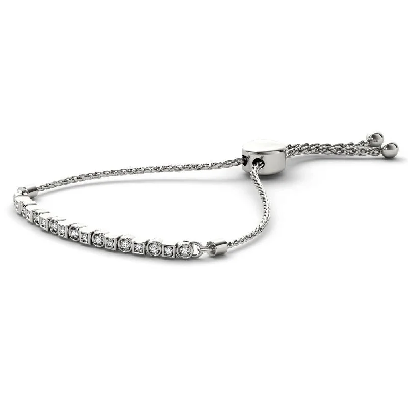 zodiac constellation bracelet -S925 Sterling Silver 1/8 ct TDW Diamond Adjustable Bracelet - Bolo Bracelet