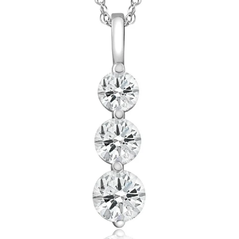 butterfly necklace for girls -2 Ct Three Diamond Pendant White Gold 3 Stone Lab Grown Necklace