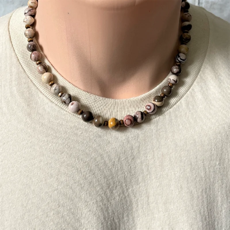 sunflower necklace for women -Australia Agate Mens Beaded Necklace