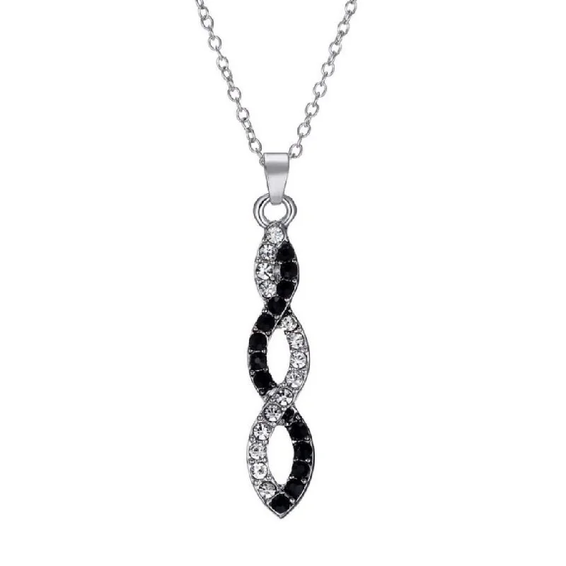 bold statement necklace for women -Black and Clear Crystal Infinity Pendant Necklace