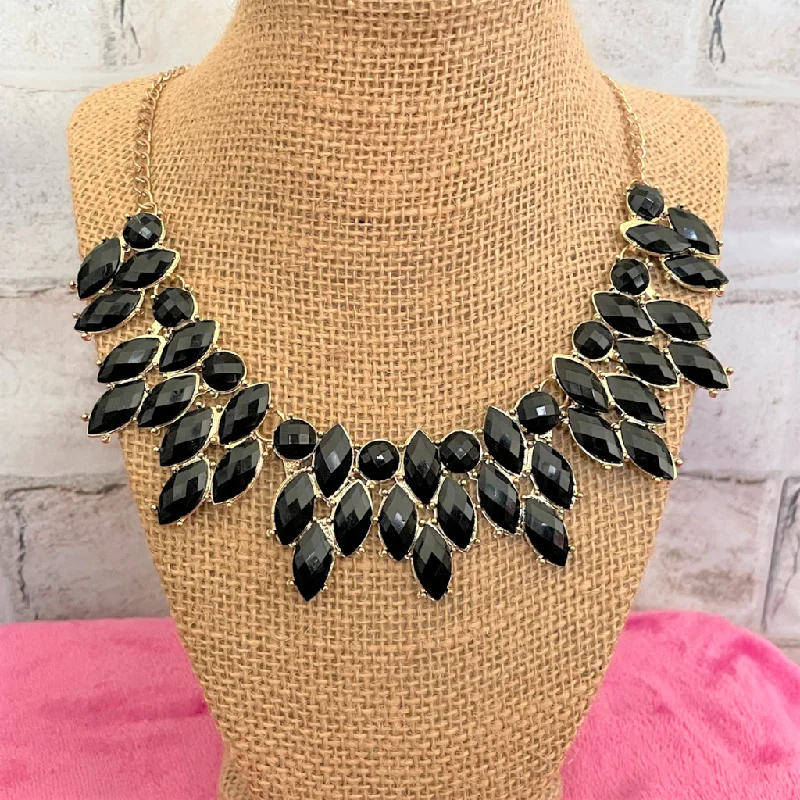 fashion necklace for women -Black Crystal Collar Necklace