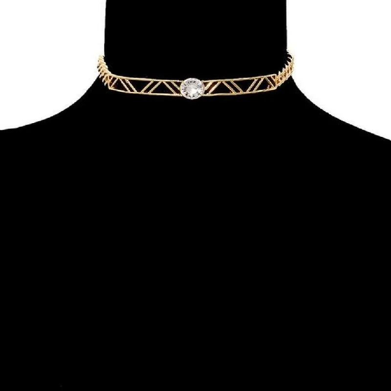 dainty necklace for layering -Gold Chain and Stone Choker